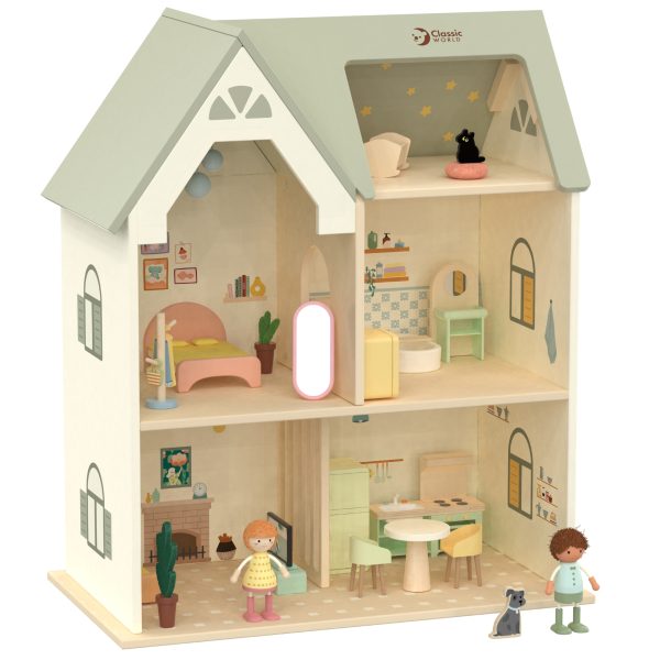 CLASSIC-WORLD-Large-Wooden-Dollhouse-with-Furniture CLASSIC WORLD Large Wooden Dollhouse with Furniture