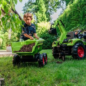 FALK-Claas-Axos-330-Pedal-Tractor-with-Excavator-and-Trailer-3-7-years-1
