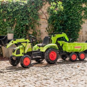 FALK-Claas-Axos-330-Pedal-Tractor-with-Excavator-and-Trailer-3-7-years-2
