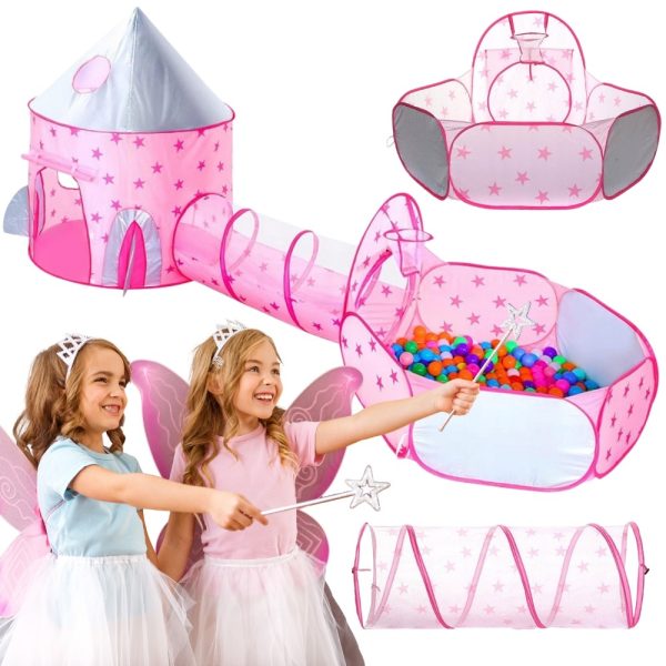 WOOPIE-3-in-1-Tent-Princess-Palace-XXL-House-Tunnel-Dry-Pool WOOPIE 3-in-1 Tent Princess Palace XXL House Tunnel Dry Pool