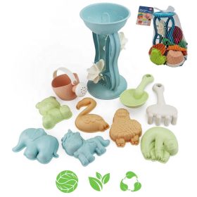 WOOPIE GREEN Sand Set with Spinning Wheel and Watering Can 10 pcs. BIODEGRADABLE ORGANIC MATERIAL