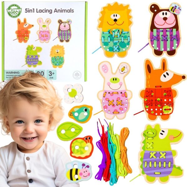 WOOPIE-GREEN-Wooden-Lace-5-in-1-Animals-for-Threading WOOPIE GREEN Wooden Lace 5-in-1 Animals for Threading