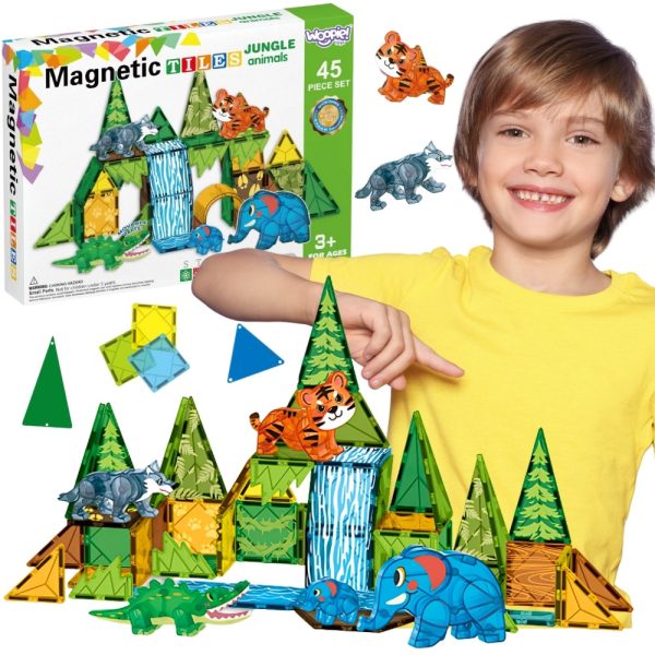 WOOPIE Magnetic Construction Blocks 3D Educational Set Jungle Animals 45pcs.