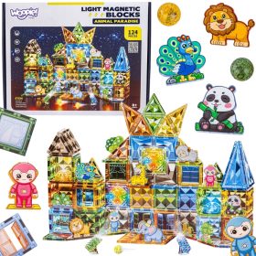 WOOPIE Magnetic Construction Blocks Glowing 3D Animal World 124pcs.