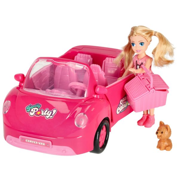 Lėlės automobilis kabrioletas pikniko rinkinys lėlė šuo rožinis 4 el.Žaislai / lėlės ir priedai Lėlės automobilis kabrioletas pikniko rinkinys lėlė šuo rožinis 4 el.