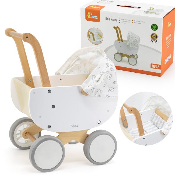VIGA-Wooden-Dolls-Pram-with-Gondola VIGA Wooden Doll's Pram with Gondola