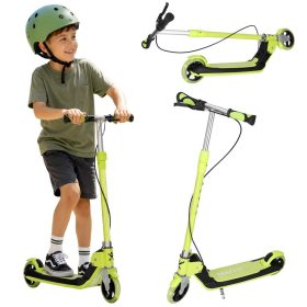 TRIKE FIX vaikiškas dviejų ratų LED sulankstomas paspirtukas su dvigubais stabdžiais neoninės žalios spalvos