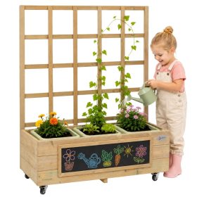 Classic-World-Wooden-Flower-Stand-on-Wheels-Garden-Cart-with-Board Classic World Wooden Flower Stand on Wheels Garden Cart with Board