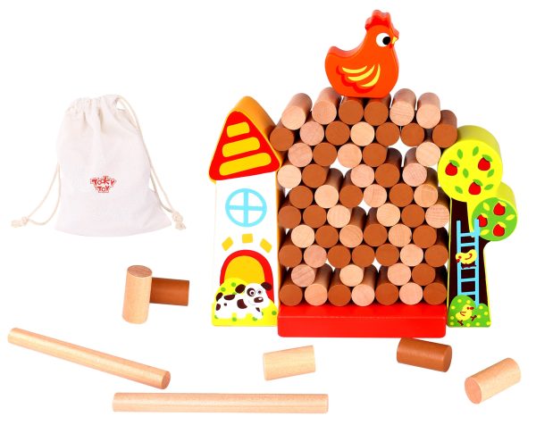 TOOKY TOY Arcade Game Falling Hen Wooden Farm