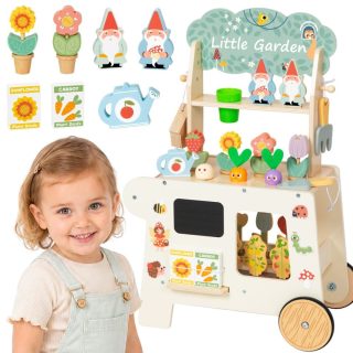 TOOKY TOY Montessori Wooden Garden Cart 57pcs