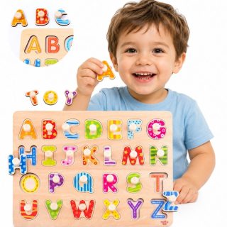 TOOKY TOY Puzzle Montessori Alphabet Puzzle with Pins