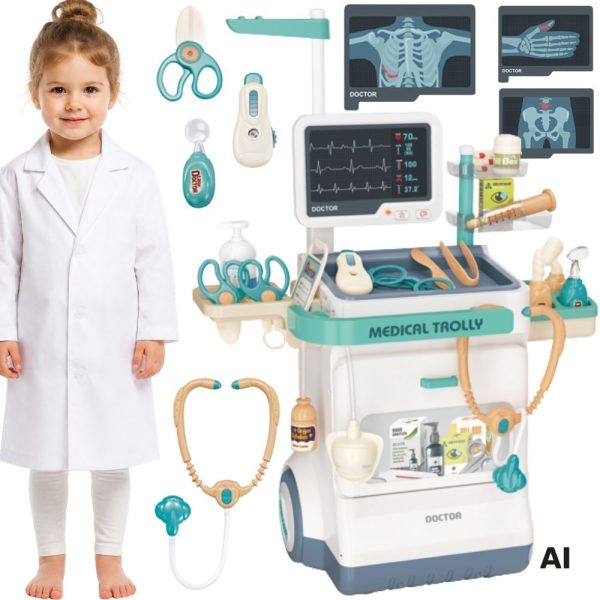 WOOPIE-Doctors-Trolley-Set-Little-Doctor-EKG-Sound-Light-Adjustable-26pcs WOOPIE Doctor's Trolley Set Little Doctor EKG Sound Light Adjustable 26pcs