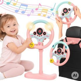 WOOPIE-Interactive-Car-Steering-Wheel-with-Lights-Pink WOOPIE Interactive Car Steering Wheel with Lights Pink