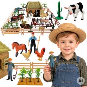 WOOPIE-Large-Farm-with-Animals-63-pcs.-Farmers-Farm-Figures-Stable-for-Children WOOPIE Large Farm with Animals 63 pcs. Farmers' Farm Figures Stable for Children