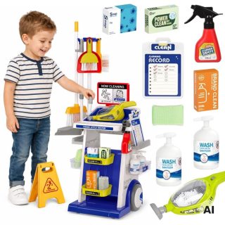 Woopie Kids Cleaning Set Trolley Vacuum Cleaner Accessories XXL 22 pcs