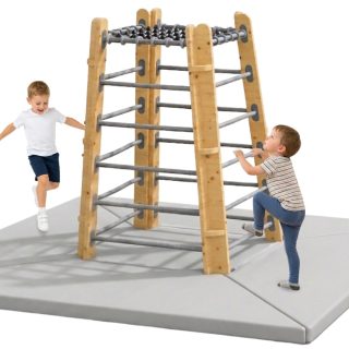 CLASSIC WORLD EDU Wooden Climbing Tower with Safety Mats Set