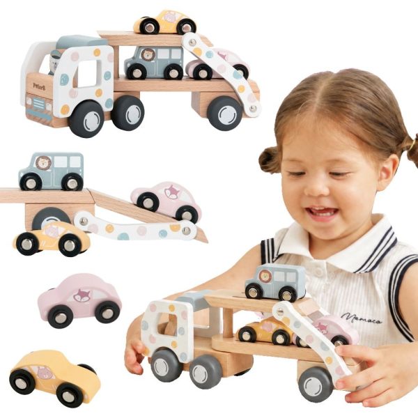 VIGA-PolarB-Wooden-Car-Transporter-3-Cars-Driver-18m VIGA PolarB Wooden Car Transporter 3 Cars Driver 18m+