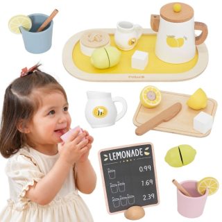 VIGA PolarB Wooden Lemonade Set Jug Tray Cups Lemon 21 pcs.