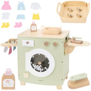 VIGA PolarB Wooden Washing Machine Toy with Laundry Accessories 3+