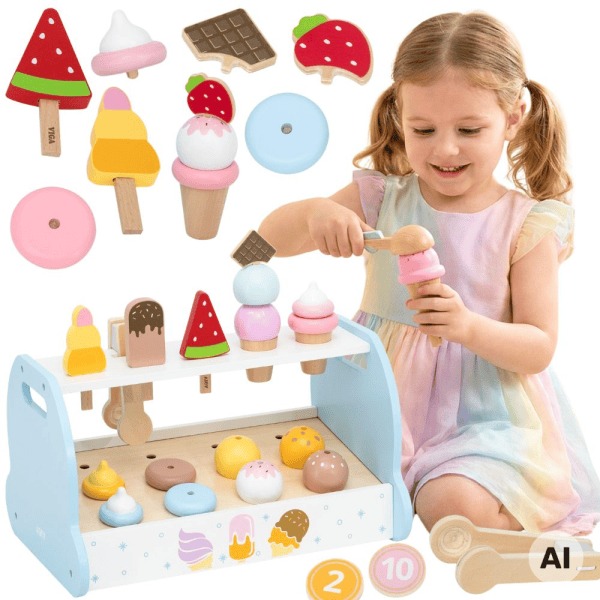 VIGA-Wooden-Blue-Ice-Cream-Parlor VIGA Wooden Blue Ice Cream Parlor
