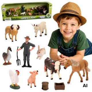 WOOPIE Large Set of Farm Animals Farmer Figurines Accessories 3+